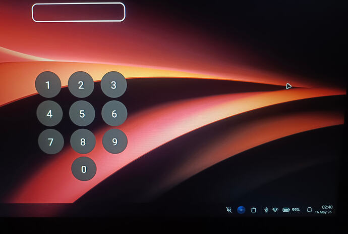 Locked number keypad after start.